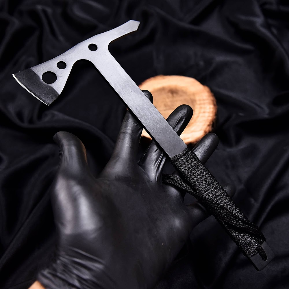 Camping axe with rugged outdoor handle and collectible character from Deer Edge