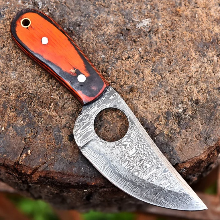 MIA-01 Exquisite Handcrafted Damascus Steel Knife with Custom Resin Wood Handle Perfect for Collectors and Outdoor Enthusiasts