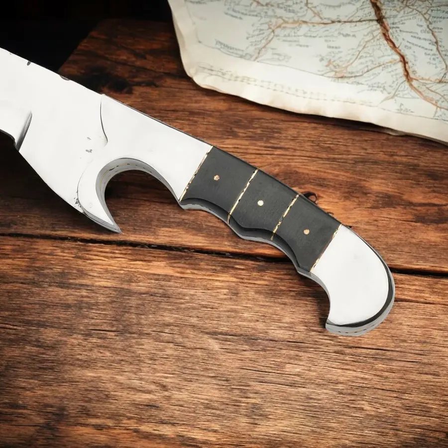 DBK-36-V5 Handmade Hunting Knife with Sheath – Full Tang High Carbon Steel Blade & Walnut Wood Handle – Bushcraft, Camping Gift for Him