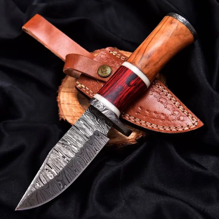 HAL-21 Authentic Handcrafted Damascus Steel outdoor lifestyle Knife with Custom Handle and Leather Sheath Unmatched Quality and Artistry